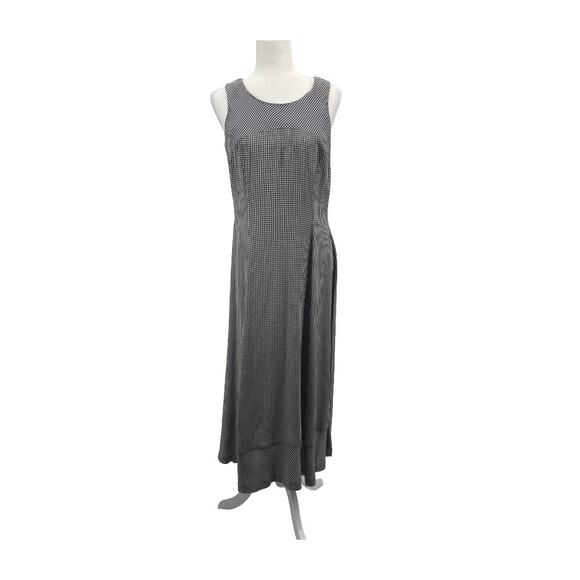 Talbots Gingham Maxi Dress Size 6 Black White Sleeveless Made in USA - Picture 1 of 9